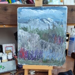 My Painting Mountain Landscape Slate Art
